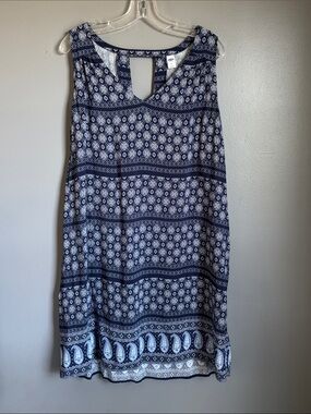 Old Navy Navy and White Sleeveless Paisley Midi Dress sz XL